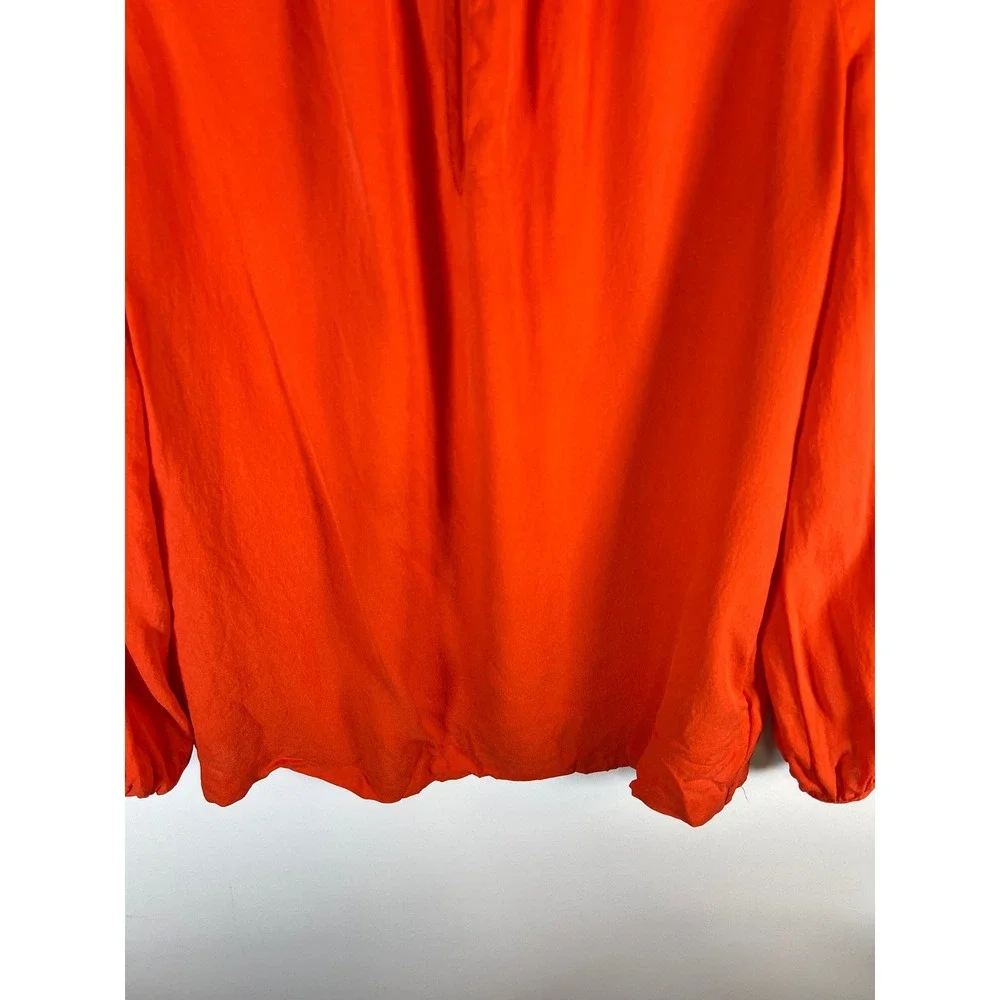 Tory Burch Orange 100% Silk Long Sleeve Blouse Top Style 11111168 Womens Size 2 - Picture 5 of 12